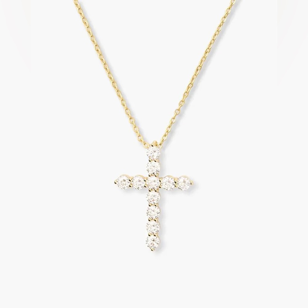 Melinda Maria Gold Necklace with Diamondette Cross Pendant